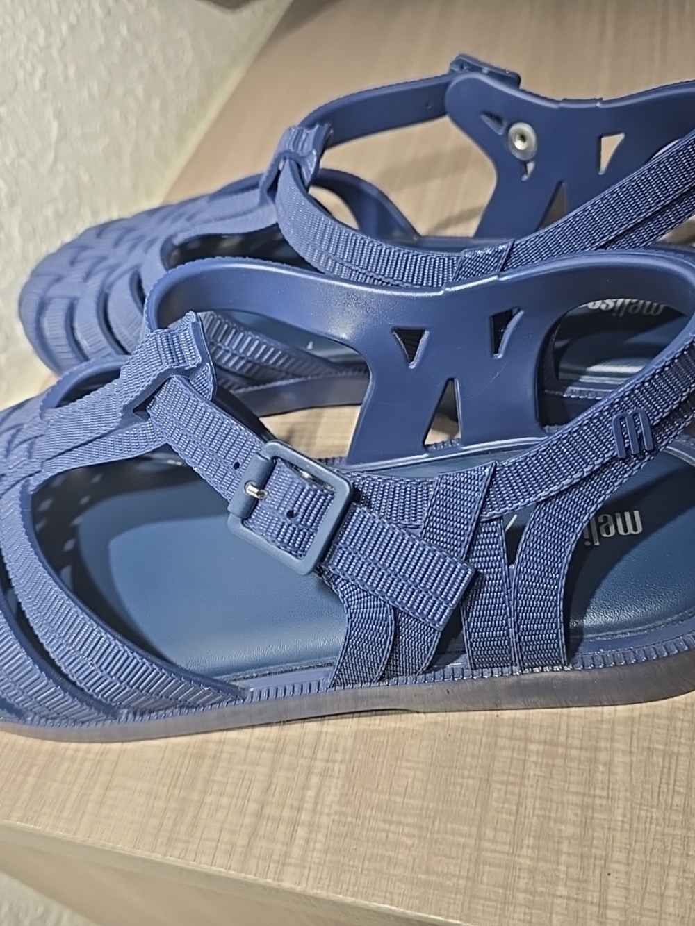 Melissa Jason Wu Navy Blue Woven Jelly Sandals - Picture 9 of 13